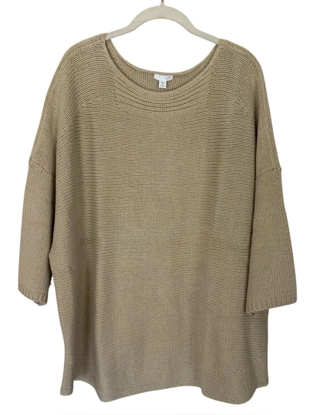 J Jill Women Sz.4X Cashew Tan Round Neck Cotton Blend Short Sleeve Sweater NEW